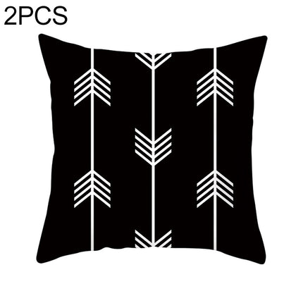 2 PCS Black and White Simple and Modern Geometric Abstract Decorative Pillowcases Polyester Throw Pillow Case(9)-garmade.com