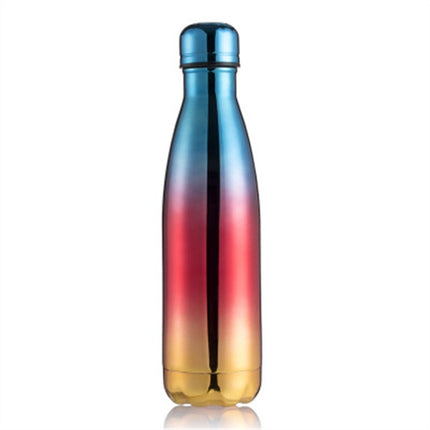 Thermal Cup Vacuum Flask Heat Water Bottle Portable Stainless Steel Sports Kettle, Capacity:500ml(Blue Red Gold)-garmade.com