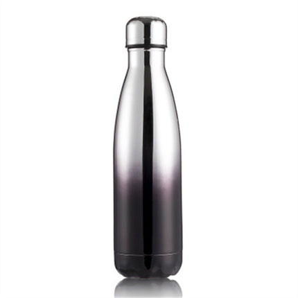 Thermal Cup Vacuum Flask Heat Water Bottle Portable Stainless Steel Sports Kettle, Capacity:500ml(White Gold Black)-garmade.com
