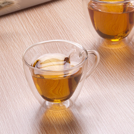 Heart Shaped Double Wall Glass Mug Resistant Transparent Tea Cups(240ml)-garmade.com