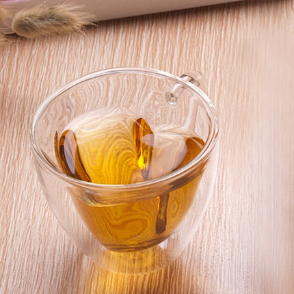 Heart Shaped Double Wall Glass Mug Resistant Transparent Tea Cups(180ml)-garmade.com