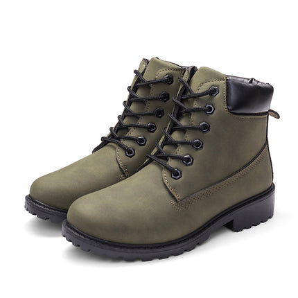 Couple Casual Big Head Warm Shoes Martin Boots, Size:40(Green)-garmade.com