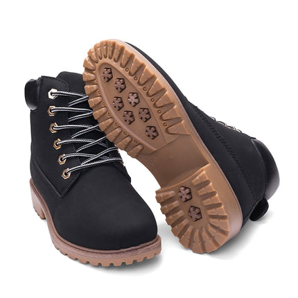 Couple Casual Big Head Warm Shoes Martin Boots, Size:41(Black)-garmade.com