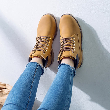 Couple Casual Big Head Warm Shoes Martin Boots, Size:41(Yellow)-garmade.com