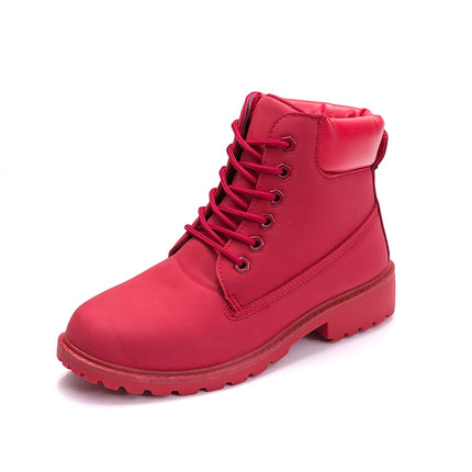 Couple Casual Big Head Warm Shoes Martin Boots, Size:42(Red)-garmade.com