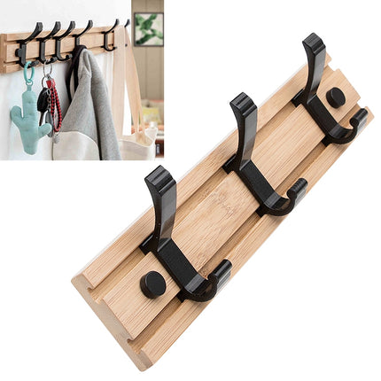 Fashion Wooden Free Punching Hook Coat Rack Hanger Hook for Bedroom Living Room or Wardrobe, Size:3 Hooks-garmade.com