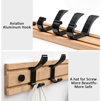 Fashion Wooden Free Punching Hook Coat Rack Hanger Hook for Bedroom Living Room or Wardrobe, Size:4 Hooks-garmade.com