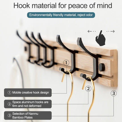 Fashion Wooden Free Punching Hook Coat Rack Hanger Hook for Bedroom Living Room or Wardrobe, Size:4 Hooks-garmade.com