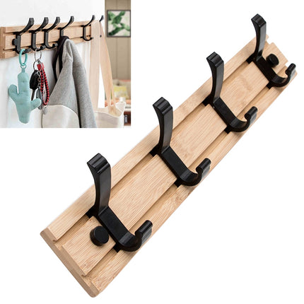 Fashion Wooden Free Punching Hook Coat Rack Hanger Hook for Bedroom Living Room or Wardrobe, Size:4 Hooks-garmade.com