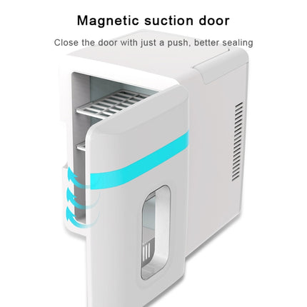 10L Mini Refrigerator Car Home Dual-use Small Dormitory Refrigerator, CN Plug(White Blue)-garmade.com