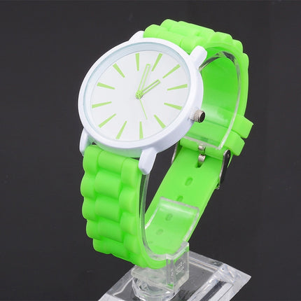 Simple Style Round Dial Jelly Silicone Strap Quartz Watch(Green)-garmade.com