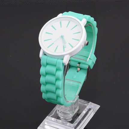 Simple Style Round Dial Jelly Silicone Strap Quartz Watch(Mint Green)-garmade.com