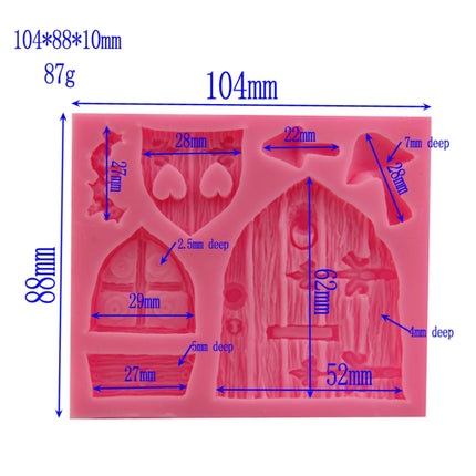 2 PCS Cartoon House Wooden Window Shape Silicone Candy Mold Fairy Tale Cake Decorating Tool-garmade.com