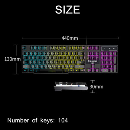 X-L SWAB GX50 Computer Manipulator Feel Wired Keyboard, Colour:Black No Light-garmade.com