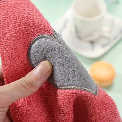 Kitchen Cute Love Heart Pattern Soft Hand Towel Cleaning Dish Microfiber Wipe Table Cloth(khaki)-garmade.com