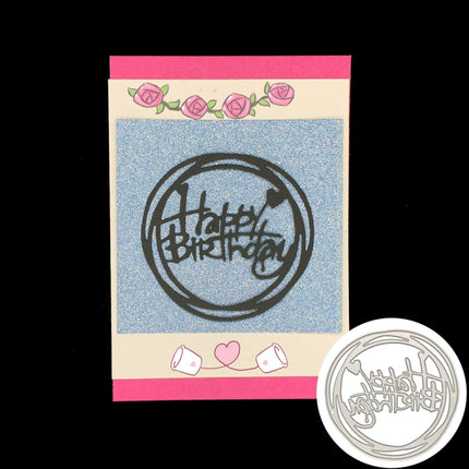 Round Happy Birthday Knife Die DIY Clip Book Album Greeting Card Making Stencil-garmade.com