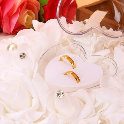 Heart-shaped Ring Box can Hang Simulation Foam Rose Ring Pillow Wedding Supplies(Pink)-garmade.com