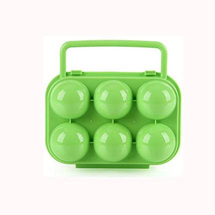 2 PCS Portable Handle 6 Eggs Plastic Container Egg Storage Box Case(Green)-garmade.com