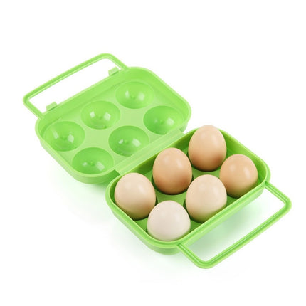 2 PCS Portable Handle 6 Eggs Plastic Container Egg Storage Box Case(Green)-garmade.com