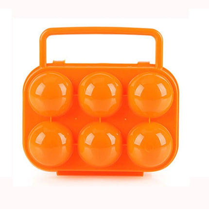 2 PCS Portable Handle 6 Eggs Plastic Container Egg Storage Box Case(Orange)-garmade.com
