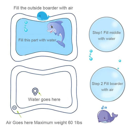 3 PCS Baby Inflatable Aquarium Water Playing Cushion Prostrate Pad Toy Mat Blue 60*50cm-garmade.com