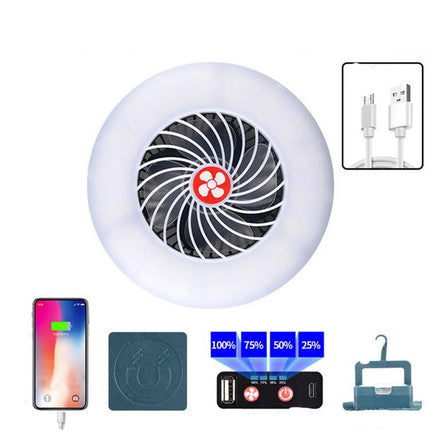 USB Rechargeable Fan Lamp Live Broadcast Multi-function Tent Camping Lamp, Style:Fan Light-garmade.com