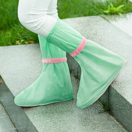 High Tube PVC Non-slip Waterproof Reusable Rain Shoe Boots Cover, Size:S (Green)-garmade.com