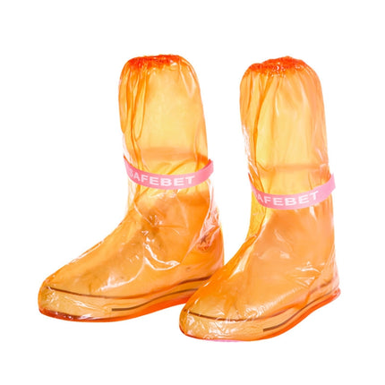 High Tube PVC Non-slip Waterproof Reusable Rain Shoe Boots Cover, Size:S (Orange)-garmade.com