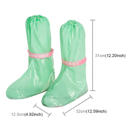 High Tube PVC Non-slip Waterproof Reusable Rain Shoe Boots Cover, Size:M (Green)-garmade.com
