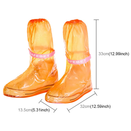 High Tube PVC Non-slip Waterproof Reusable Rain Shoe Boots Cover, Size:L (Orange)-garmade.com