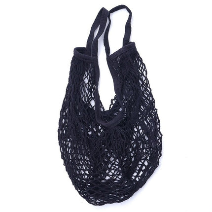 2 PCS Mesh Shopping Bag Reusable String Fruit Storage Handbag Totes Women Shopping Mesh Net Woven Bag Shop Grocery Tote Bag(Black)-garmade.com