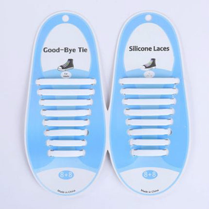 16 PCS / Set Running No Tie Shoelaces Fashion Unisex Athletic Elastic Silicone ShoeLaces(White )-garmade.com