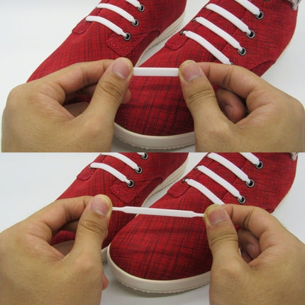 16 PCS / Set Running No Tie Shoelaces Fashion Unisex Athletic Elastic Silicone ShoeLaces(White )-garmade.com