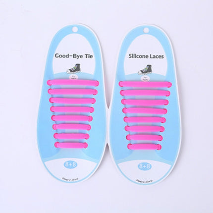 16 PCS / Set Running No Tie Shoelaces Fashion Unisex Athletic Elastic Silicone ShoeLaces(Pinkish )-garmade.com
