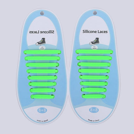 16 PCS / Set Running No Tie Shoelaces Fashion Unisex Athletic Elastic Silicone ShoeLaces(Green )-garmade.com