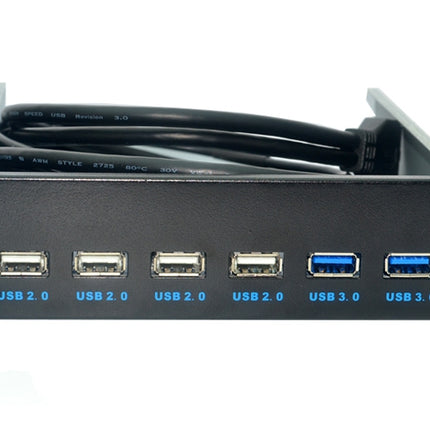 6 Ports 5.25 Inch Floppy Bay Front Panel With Power Adapter USB Hub Spilitter 2 Ports USB 3.0 + 4 Ports USB 2.0-garmade.com