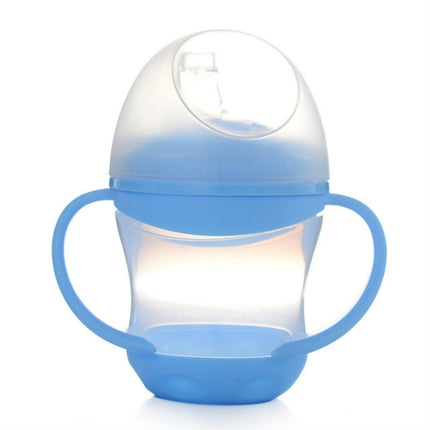 Baby Learn Drinking Bottle Silicone 160ml Infant Water Milk Juice Min Cup Children Sippy Training Cups With Two Handles(Blue)-garmade.com