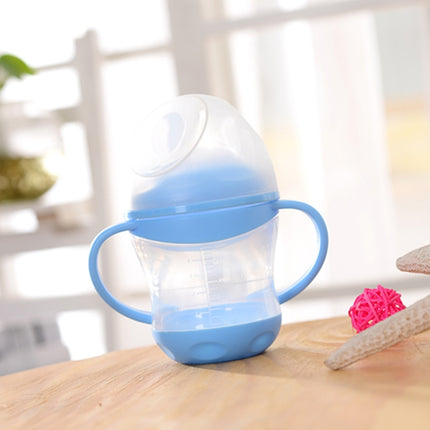 Baby Learn Drinking Bottle Silicone 160ml Infant Water Milk Juice Min Cup Children Sippy Training Cups With Two Handles(Blue)-garmade.com