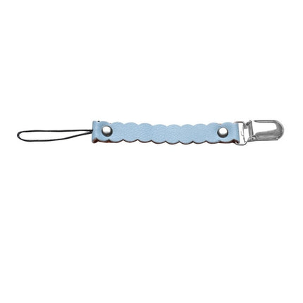 3 PCS Wave Leather Baby Short Pacifier Clip Chain Metal Soother Nipple Holder Clasps(Blue)-garmade.com