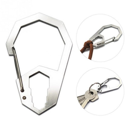 5 PCS EDC Outdoor Camping Tool Outer Hex Spanner Carabiner Stainless Steel Climbing Buckle Multi-Function Keychain Hanging Buckle-garmade.com