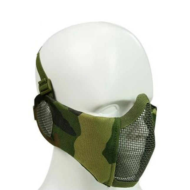 WoSporT Half Face Metal Net Field Ear Protection Outdoor Cycling Steel Mask(Jungle Camouflage)-garmade.com