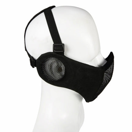 WoSporT Half Face Metal Net Field Ear Protection Outdoor Cycling Steel Mask(Army Green Flower)-garmade.com