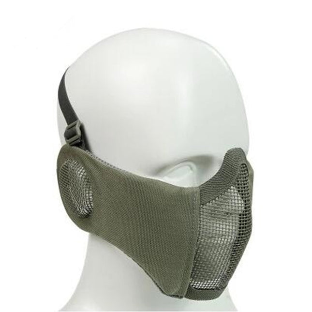 WoSporT Half Face Metal Net Field Ear Protection Outdoor Cycling Steel Mask(Grey)-garmade.com