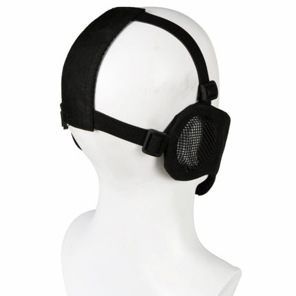 WoSporT Half Face Metal Net Field Ear Protection Outdoor Cycling Steel Mask(Grey)-garmade.com