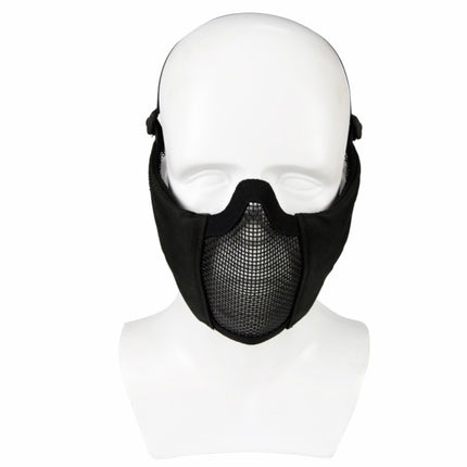 WoSporT Half Face Metal Net Field Ear Protection Outdoor Cycling Steel Mask(Jungle Crepe)-garmade.com