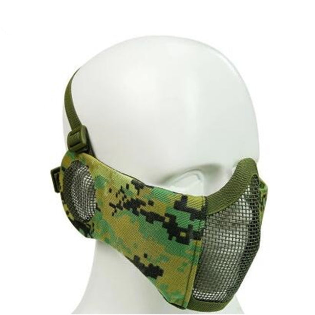 WoSporT Half Face Metal Net Field Ear Protection Outdoor Cycling Steel Mask(Jungle Digital)-garmade.com