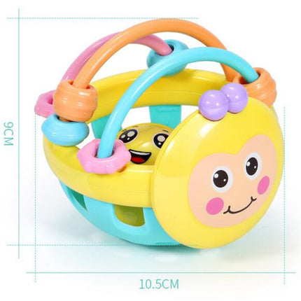 Soft Rubber Cartoon Bee Hand Knocking Rattle Dumbbell Early Educational Toy for Kid Hand Bell Baby Toy(Bee rattle)-garmade.com