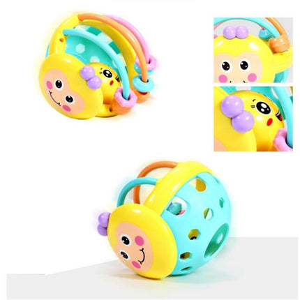 Soft Rubber Cartoon Bee Hand Knocking Rattle Dumbbell Early Educational Toy for Kid Hand Bell Baby Toy(Bee rattle)-garmade.com