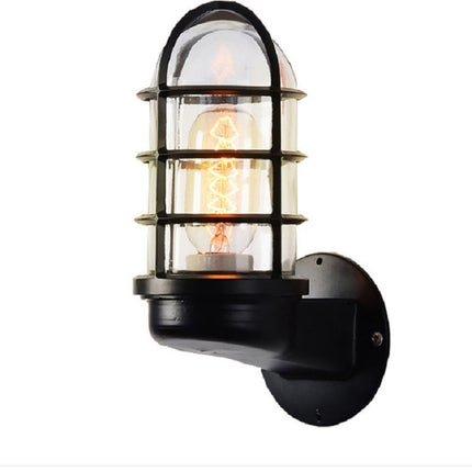 Retro Industrial Cage Wall Lamp Attic Interior Lighting Iron Copper Wall Lamp without Bulb(Black)-garmade.com