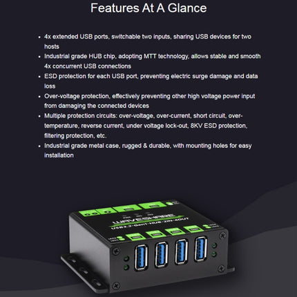 Waveshare 23929 USB HUB, Extending 4 X USB 3.2 Ports, Switchable Dual Hosts, Multi Protections-garmade.com